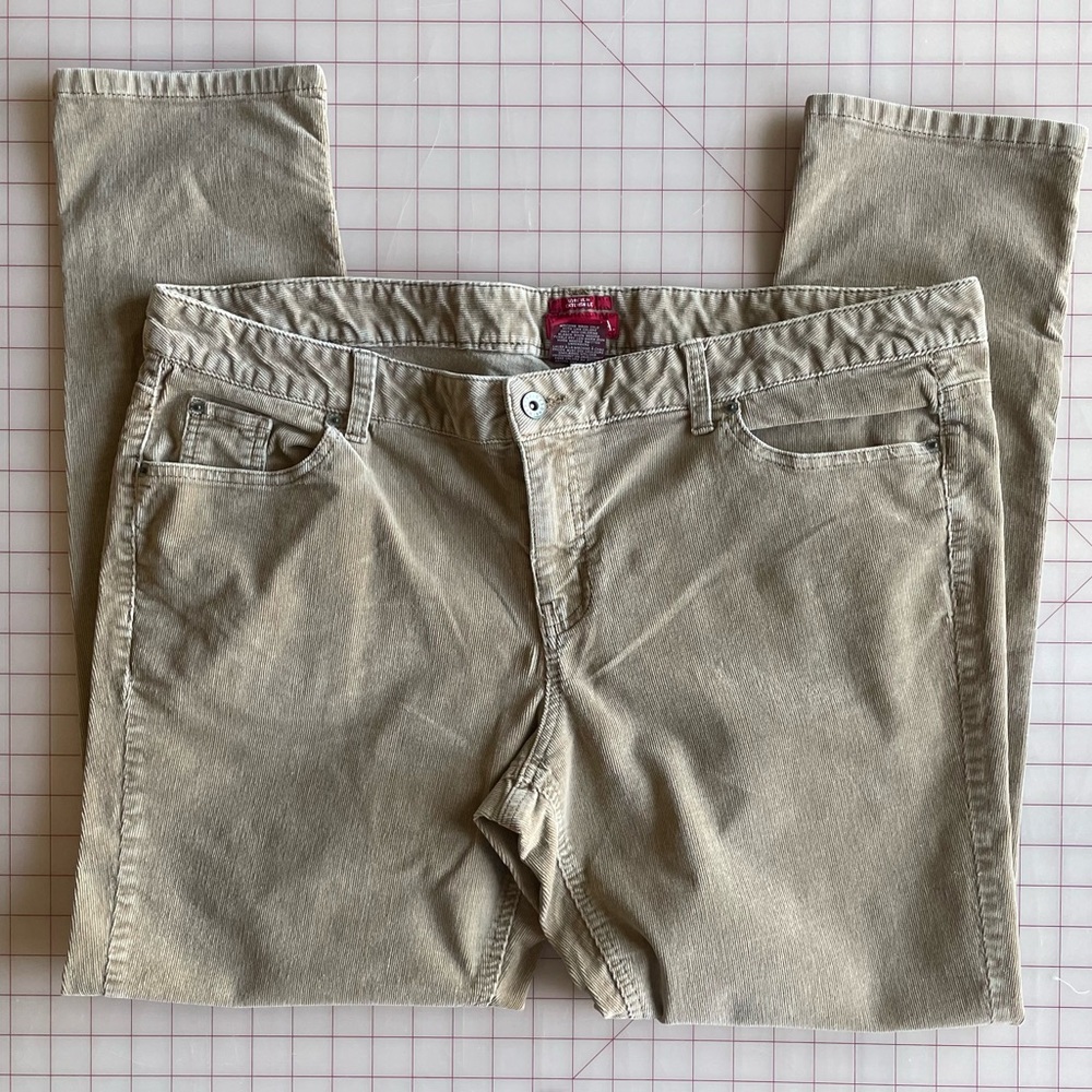 Merona Corduroy Pants 18 Plus Size Tan Khaki Camel Mid Rise Slim Fit